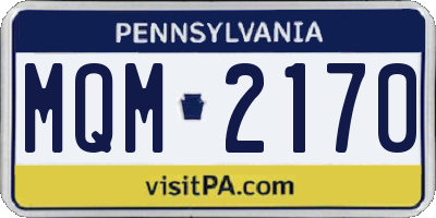 PA license plate MQM2170