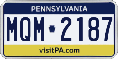 PA license plate MQM2187