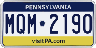 PA license plate MQM2190
