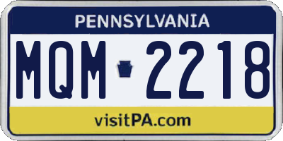 PA license plate MQM2218