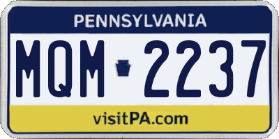 PA license plate MQM2237