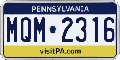 PA license plate MQM2316