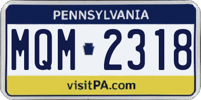 PA license plate MQM2318