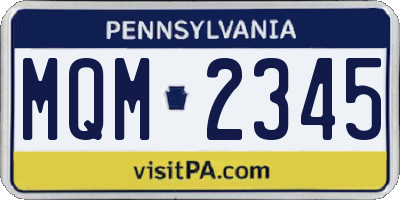 PA license plate MQM2345