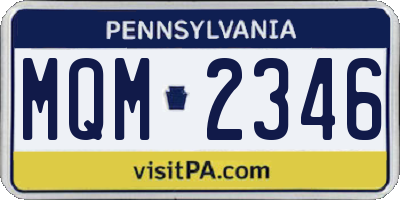 PA license plate MQM2346