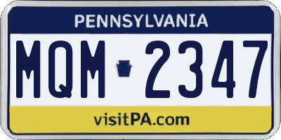 PA license plate MQM2347