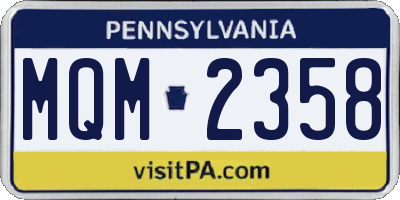 PA license plate MQM2358