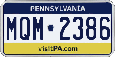 PA license plate MQM2386
