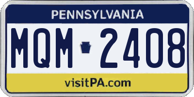 PA license plate MQM2408