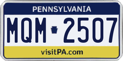 PA license plate MQM2507