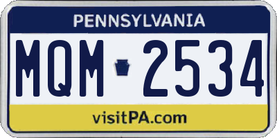 PA license plate MQM2534