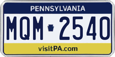 PA license plate MQM2540