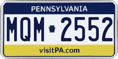 PA license plate MQM2552