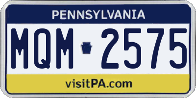 PA license plate MQM2575