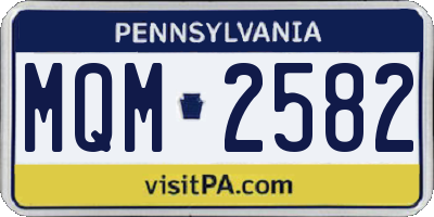 PA license plate MQM2582