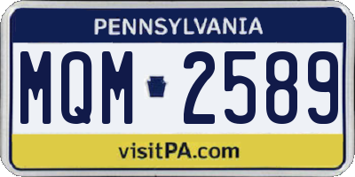 PA license plate MQM2589