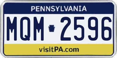 PA license plate MQM2596