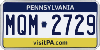 PA license plate MQM2729