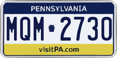PA license plate MQM2730