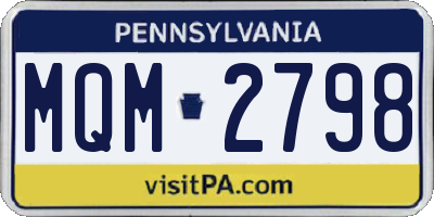 PA license plate MQM2798