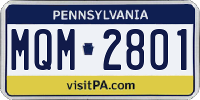 PA license plate MQM2801