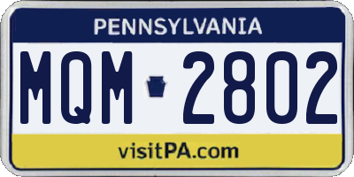 PA license plate MQM2802