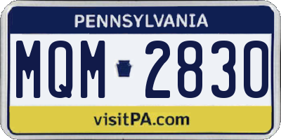 PA license plate MQM2830