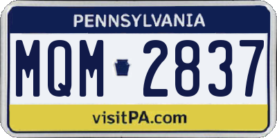 PA license plate MQM2837