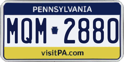 PA license plate MQM2880
