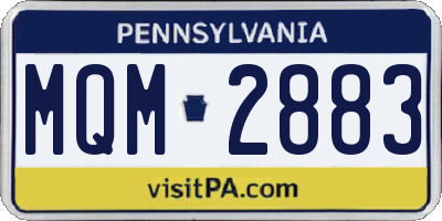 PA license plate MQM2883