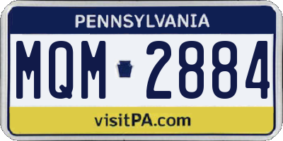 PA license plate MQM2884