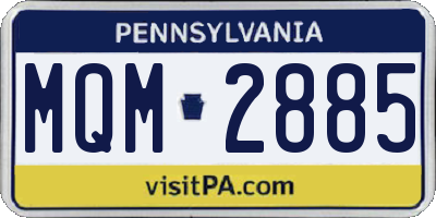 PA license plate MQM2885