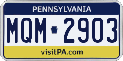 PA license plate MQM2903