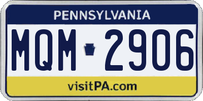PA license plate MQM2906