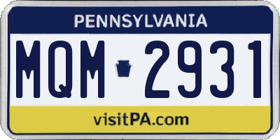 PA license plate MQM2931