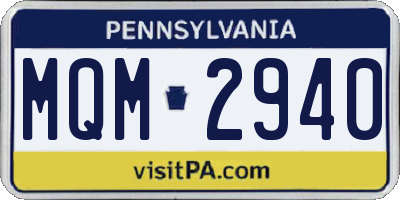 PA license plate MQM2940