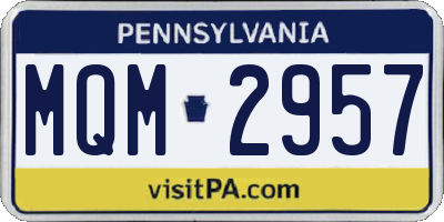 PA license plate MQM2957