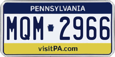 PA license plate MQM2966