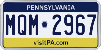 PA license plate MQM2967