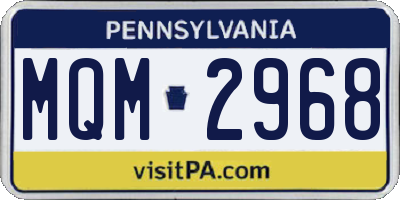 PA license plate MQM2968