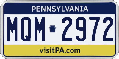 PA license plate MQM2972