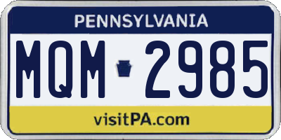 PA license plate MQM2985
