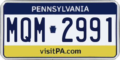 PA license plate MQM2991
