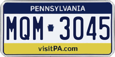 PA license plate MQM3045