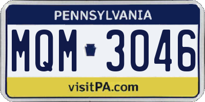 PA license plate MQM3046