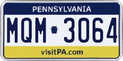 PA license plate MQM3064