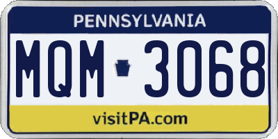 PA license plate MQM3068