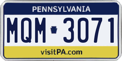 PA license plate MQM3071