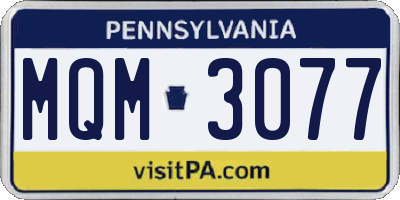PA license plate MQM3077