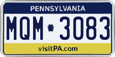 PA license plate MQM3083